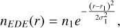 ${n_{EDE}}(r) = {n_1}{e^{ - {{{{\left( {r - {r_1}} \right)}^2}} \over {2\sigma _1^2}}}},$