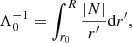 $$ \begin{aligned} \Lambda _0^{-1} = \int ^{R}_{r_0} \frac{|N |}{r^\prime }\mathrm{d}r^\prime , \end{aligned} $$