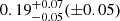 $ 0.19^{+0.07}_{-0.05} (\pm 0.05) $