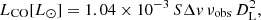 $$ L_{\rm CO} [L_{\odot }] = 1.04\times 10^{-3}\,S\Delta {v}\,\nu _{\rm obs}\,D_{\rm L}^2, $$