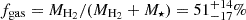 $ f_{\rm gas}=M_{\rm H_2}/(M_{\rm H_2}+M_\star ) = 51^{+14}_{-17}{\%} $