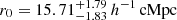 $ r_0 = 15.71^{+1.79}_{-1.83}\,h^{-1}\,\mathrm{cMpc} $