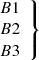 $ \left.\begin{array}{c} B1 \\ B2\\ B3\\ \end{array}\right\} $