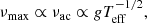 $$ \begin{aligned} \nu _{\mathrm{max} } \propto \nu _{\mathrm{ac} } \propto g T_{\mathrm{eff} }^{-1/2}, \end{aligned} $$