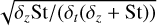 $\[\sqrt{\delta_{z} \mathrm{St} /\left(\delta_{t}(\delta_{z}+\mathrm{St}\right))}\]$