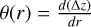 $\[\theta(r)=\frac{d(\Delta z)}{d r}\]$