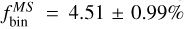 $f_{\text{bin}}^{MS}=4.51 \pm 0.99 \%$