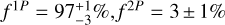 $f^{1P}=97_{-3}^{+1} \%, f^{2 P}=3 \pm 1 \%$