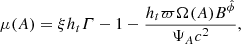 $$ \begin{aligned} \mu (A) = \xi h_{t}\varGamma - 1 - \dfrac{h_{t}\varpi \Omega (A) B^{\hat{\phi }}}{\Psi _{A}c^{2}}, \end{aligned} $$
