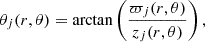 $$ \begin{aligned} \theta _{j}(r,\theta ) = \arctan \left(\dfrac{\varpi _{j}(r,\theta )}{z_{j}(r,\theta )}\right), \end{aligned} $$