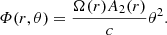 $$ \begin{aligned} \varPhi (r,\theta ) = \dfrac{\Omega (r)A_{2}(r)}{c}\theta ^{2}. \end{aligned} $$