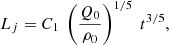 $$ \begin{aligned} L_j = C_1 ~\left(\frac{Q_0}{\rho _0}\right)^{1/5}~ t^{3/5}, \end{aligned} $$