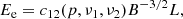 $$ \begin{aligned} E_{\rm e} = c_{12}(p,\nu _1,\nu _2) B^{-3/2} L, \end{aligned} $$