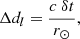 $$ \begin{aligned} \Delta d_l = \frac{c \ \delta t}{r_{\odot }} ,\end{aligned} $$