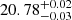 $ 20.78^{+0.02}_{-0.03} $
