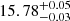 $ 15.78^{+0.05}_{-0.03} $