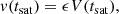 $$ \begin{aligned} v(t_{\rm sat}) = \epsilon V(t_{\rm sat}), \end{aligned} $$
