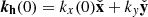 $ {\boldsymbol{k_{\mathrm{h}}}}(0) = k_x(0)\check{\mathbf{{x}}}+ k_y\check{\mathbf{{y}}} $