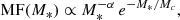 $$ \begin{aligned} \mathrm{MF}(M_*)\propto M_*^{-\alpha }\,e^{-M_*/M_c}, \end{aligned} $$