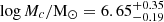 $ \log M_c/\mathrm{M}_{\odot}=6.65^{+0.35}_{-0.19} $