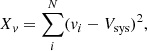 $$ \begin{aligned} X_v = \sum _i^N (v_i - V_{\rm sys})^2, \end{aligned} $$