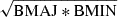 $ \mathrm{\sqrt{BMAJ * BMIN}} $