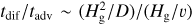 ${t_{{\rm{dif}}}}/{t_{{\rm{adv}}}} \sim \left( {H_{\rm{g}}^2/D} \right)/\left( {{H_{\rm{g}}}/\upsilon } \right)$