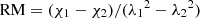$ \mathrm{RM} = (\chi_{1}-\chi_{2})/({\lambda_{1}}^{2}-{\lambda_{2}}^{2}) $