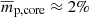 $ \overline{m}_{\mathrm{p,core}}\approx2\% $