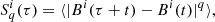 $$ \begin{aligned} S_q^i(\tau ) = \langle |B^i(\tau +t) - B^i(t)|^q \rangle , \end{aligned} $$