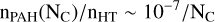 $\mathrm{n}_{\mathrm{PAH}}\left(\mathrm{N}_{\mathrm{C}}\right) / \mathrm{n}_{\mathrm{HT}} \sim 10^{-7} / \mathrm{N}_{\mathrm{C}}$