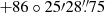 $ +86\circ25{\prime}28{{\overset{\prime\prime}{.}}}75 $