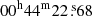 $ 00^{\mathrm{h}}44^{\mathrm{m}}22{{\overset{\text{ s}}{.}}}68 $