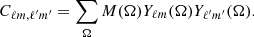$$ C_{\ell m,\ell ^{\prime } m^{\prime }}=\sum _{\Omega }M(\Omega )Y_{\ell m}(\Omega )Y_{\ell ^{\prime } m^{\prime }}(\Omega ). $$