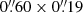 $ 0{{\overset{\prime\prime}{.}}}60\times0{{\overset{\prime\prime}{.}}}19 $