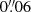 $ 0{{\overset{\prime\prime}{.}}}06 $