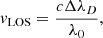 $$ \begin{aligned} v_{\rm LOS}=\frac{c \Delta \lambda _{D}}{\lambda _0}, \end{aligned} $$