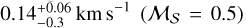 $0.14_(-0.3)^(+0.06)km s^(-1)(M_(S)=0.5).$