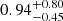 $ {0.94}_{-0.45}^{+0.80} $