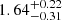 $ {1.64}_{-0.31}^{+0.22} $