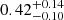 $ {0.42}_{-0.10}^{+0.14} $