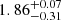 $ {1.86}_{-0.31}^{+0.07} $