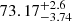 $ 73.17^{+2.6}_{-3.74} $
