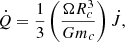 $$ \begin{aligned} \dot{Q}=\frac{1}{3}\left(\frac{\Omega R_c^3}{Gm_c}\right)\dot{J}, \end{aligned} $$
