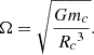 $$ \begin{aligned} \Omega =\sqrt{\frac{Gm_c}{{R_c}^3}}. \end{aligned} $$