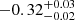$ -0.32_{-0.02}^{+0.03} $