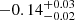 $ -0.14_{-0.02}^{+0.03} $