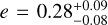 $e = 0.28_{ - 0.08}^{ + 0.09}$