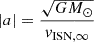 $$ \begin{aligned} |a| = \frac{\sqrt{GM_\odot }}{v_{\mathrm{ISN} ,\infty }} \end{aligned} $$