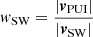 $ w_{\mathrm{SW}} = \frac{|\boldsymbol{v}_{\mathrm{PUI}}|}{|\boldsymbol{v}_{\mathrm{SW}}|} $